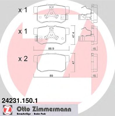 242311501 ZIMMERMANN Комплект тормозных колодок, дисковый тормоз