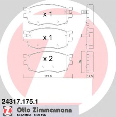 243171751 ZIMMERMANN колодки тормозные дисковые, комплект