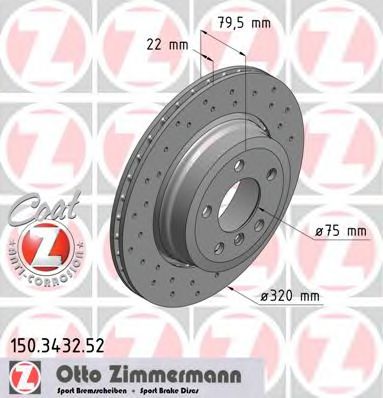 150343252 ZIMMERMANN ДИСК ТОРМ BMW X3 E83 2.0-3.0 SPORT R 0408>