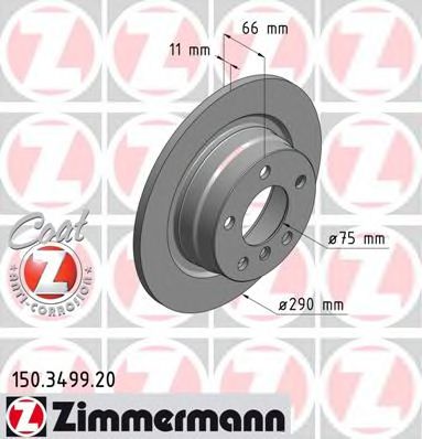 150349920 ZIMMERMANN ДИСК ТОРМ BMW 1 (F20), 3 (F30) задний мост