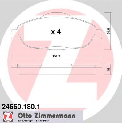 246601801 ZIMMERMANN КОЛОДКИ ТОРМ PEUGEOT 3008308BOXER 1.4-3.0 F 0710>