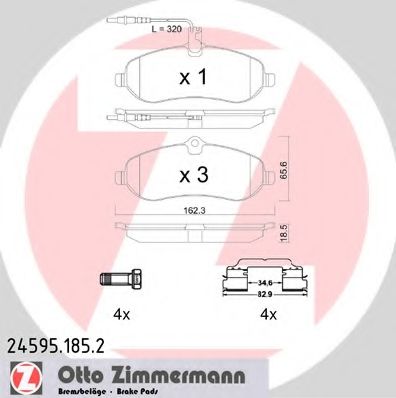 245951852 ZIMMERMANN Колодки тормозные дисковые PSA, Fiat incl. accessory JUMPY, SCUDO, EXPERT