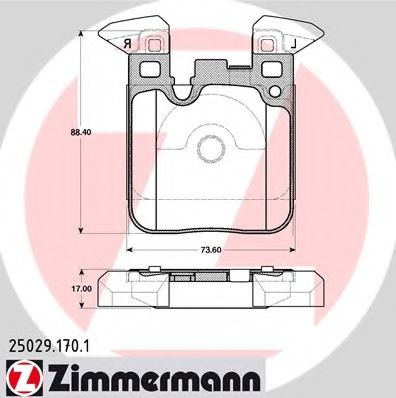 250291701 ZIMMERMANN КОЛОДКИ ТОPМОЗНЫЕ ДИСКОВЫЕ, КОМПЛЕКТ