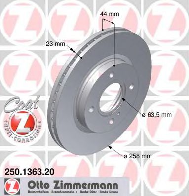 250136320 ZIMMERMANN Диск тормозной передний