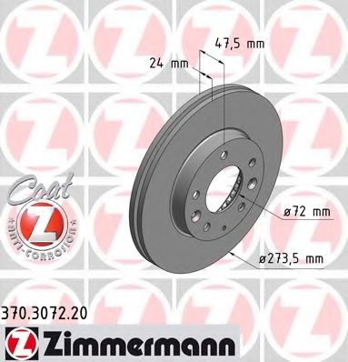 370307220 ZIMMERMANN диск торм maz 3236266premacy 1.82.02.0tdi 98-07 пер вент 273x24