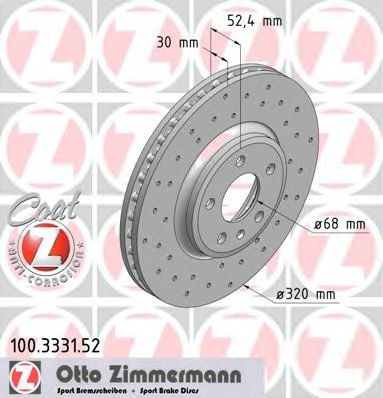 100333152 ZIMMERMANN томозной диск пер sport coat z ad a4 3.2 quattro