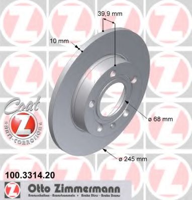 100331420 ZIMMERMANN тормозной диск задний