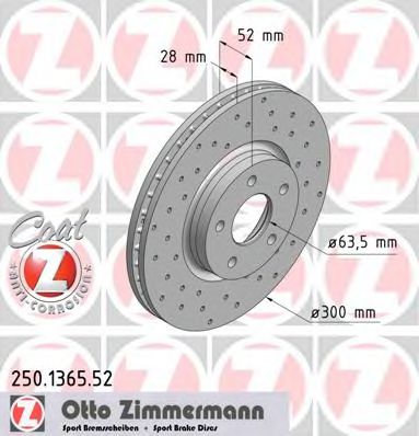 250136552 ZIMMERMANN томозной диск пер sport coat z ford mondeo iv