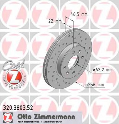 320380352 ZIMMERMANN Диск тормозной SPORT передний HYUNDAI SOLARIS, ACCENT, I20; KIA RIO