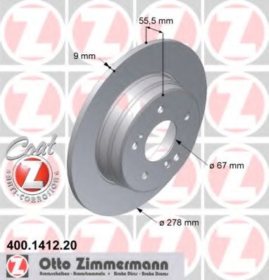 400141220 ZIMMERMANN ДИСК ТОРМ MER W 124+202 KOMBI, 203,210, R, 2789