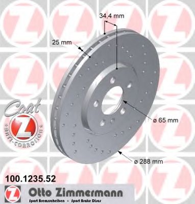 100123552 ZIMMERMANN ДИСК ТОРМ AUDI A3 BORA GOLF OCTAVNB 1.8 T -1.9 TDI F 9608>