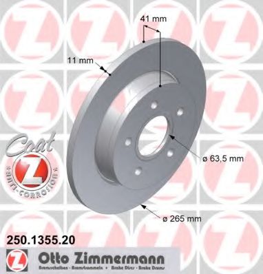 250135520 ZIMMERMANN диск тормозной задний