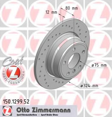 150129952 ZIMMERMANN тормозной диск