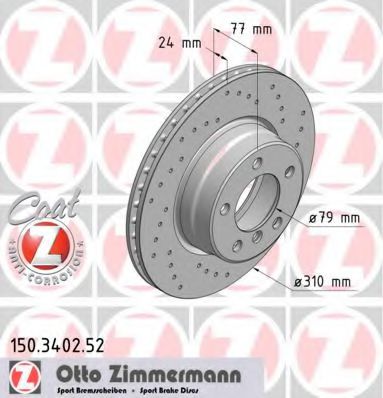 150340252 ZIMMERMANN ДИСК ТОРМ BMW 5 E60E61 F 0307>