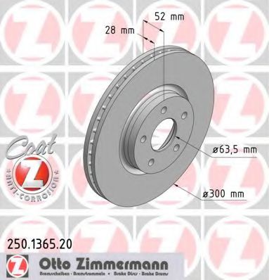 250136520 ZIMMERMANN ДИСК ТОРМ FRD MOND IV 1.6-2.5 F 0710>