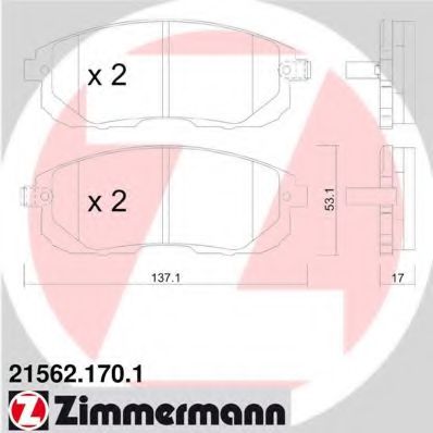 215621701 ZIMMERMANN колодки тормозные перед. nissan jukemaximateanatiidas