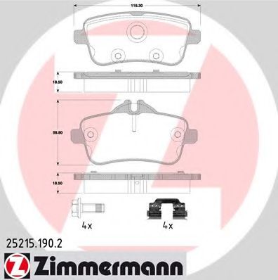 252151902 ZIMMERMANN Колодки тормозные дисковые задние MB ML W166