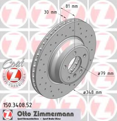 150340852 ZIMMERMANN томозной диск пер sport coat z bmw е65e66