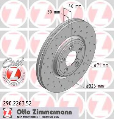 290226352 ZIMMERMANN диск тормозной вентилируемый, перфорированный
