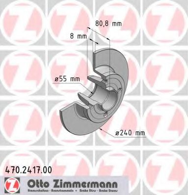 470241700 ZIMMERMANN диск торм.зад. renault clio, megane 03>