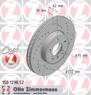 150129852 ZIMMERMANN тормозной диск передний