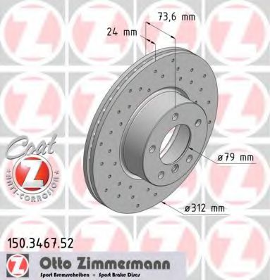 150346752 ZIMMERMANN Диск тормозной BMW 3(E90) 04- перед.вент.Sport Coat Z