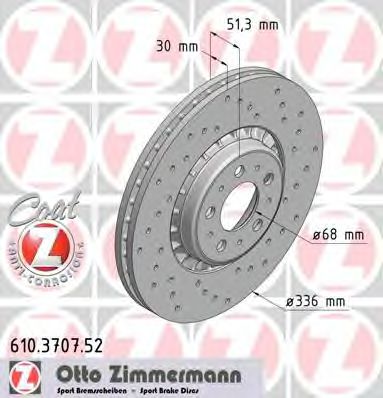 610370752 ZIMMERMANN Диск тормозной SPORT перед. VOLVO XC 90 10.02-