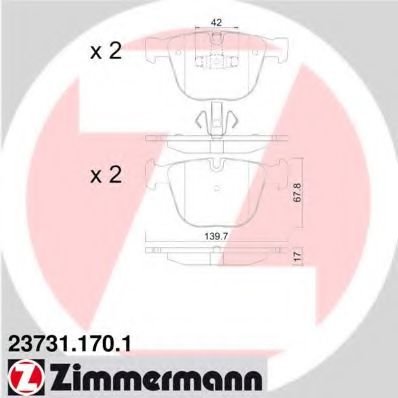 237311701 ZIMMERMANN КОЛОДКИ ТОРМ. BMW F07 GT 535-550 10-F01020304 730-760 08- ЗАДНИЕ