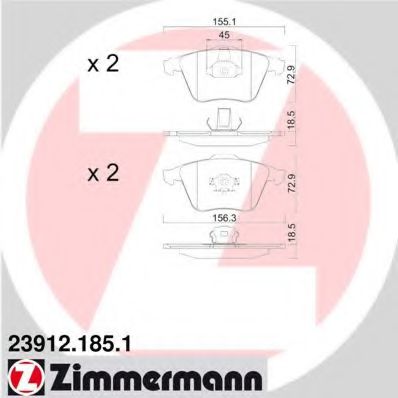 239121851 ZIMMERMANN КОЛОДКИ ТОРМ FRD FOCUS II VOLV V50 0405>