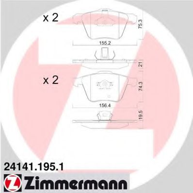 241411951 ZIMMERMANN КОЛОДКИ ТОРМ VOLV XC90 02- (RAD17) ПЕР