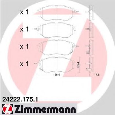 242221751 ZIMMERMANN колодки торм. пер. subaru legacy 03-09