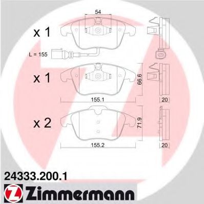 243332001 ZIMMERMANN Колодки тормозные передние vag Zimmermann