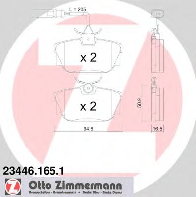 234461651 ZIMMERMANN колодки тормозные задние