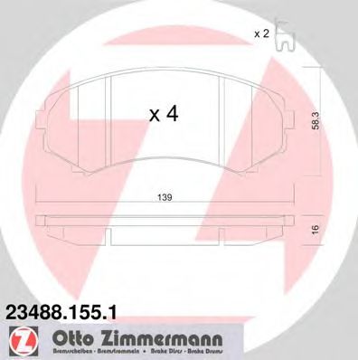 234881551 ZIMMERMANN Колодки торм.пер. mitsubishi pajero iii