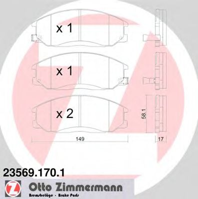 235691701 ZIMMERMANN колодки тормозные hyundai, ssangyong