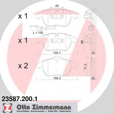 235872001 ZIMMERMANN колодки тормозные задние