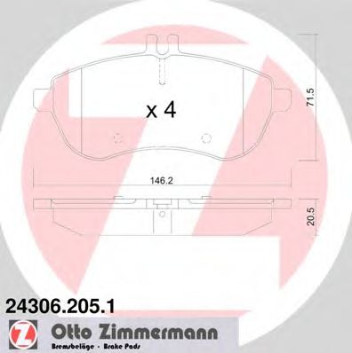 243062051 ZIMMERMANN КОЛОДКИ ТОРМ SBB MB