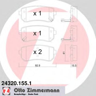 243201551 ZIMMERMANN Комплект тормозных колодок, дисковый тормоз