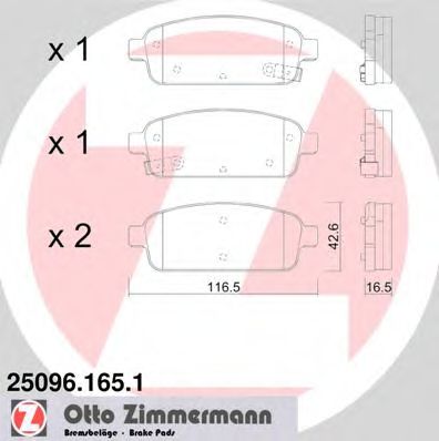 250961651 ZIMMERMANN КОЛОДКИ ТОРМ OPEL CRUZEASTRA J 1.3-2.0 F 09> задние