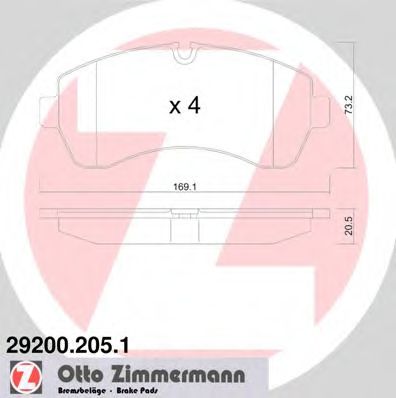 292002051 ZIMMERMANN Колодки дисковые