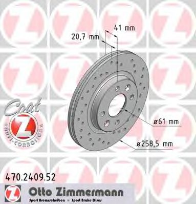 470240952 ZIMMERMANN диск торм.пер. renault clio, megane, kangoo, nissan