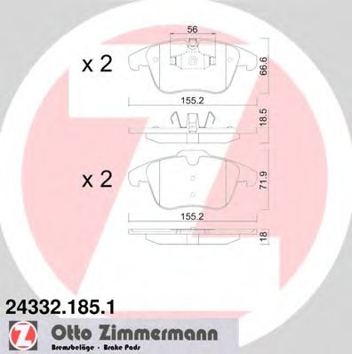 243321851 ZIMMERMANN КОЛОДКИ ТОРМ CITROEN C5 1.6-2.0 F 0810>