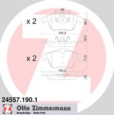 245571901 ZIMMERMANN колодки торм.пер. citroen c4, peugeot 5008 06>