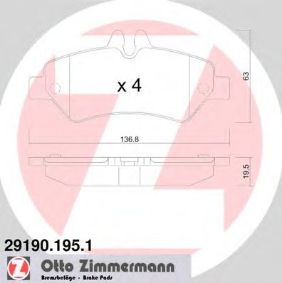 291901951 ZIMMERMANN колодки торм.задние sbb mb-benz, vw