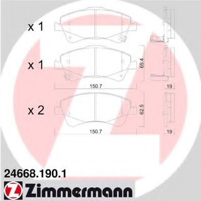 246681901 ZIMMERMANN Комплект тормозных колодок, дисковый тормоз