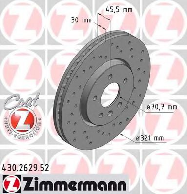 430262952 ZIMMERMANN диск торм. пер. opel astra j, zafira tourer 09> заказ не менее 2 единиц