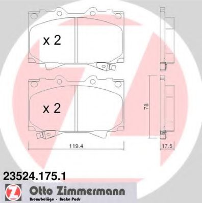 235241751 ZIMMERMANN Колодки тормозные TOY LAND CRUISER 4.2/4.7 F 98/02->>