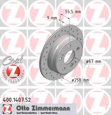 400140752 ZIMMERMANN диск тормозной вентилируемый|перфорированный|полный