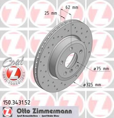 150343152 ZIMMERMANN ДИСК ТОРМ BMW X3 E83 2.0-3.0 SPORT F 0408>