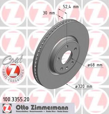 100335520 ZIMMERMANN Диск тормозной передний